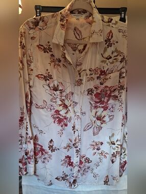 BeachLunchLounge Floral Button Front Blouse Top Size Large